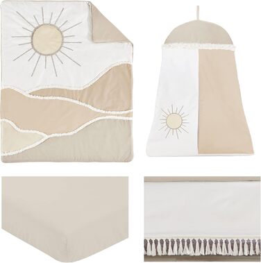 Дитяча дитяча хлопчик або дівчинка 4 шт. Комплект постільної білизни для дитячого ліжечка Нейтральний світло-коричневий бежевий сл