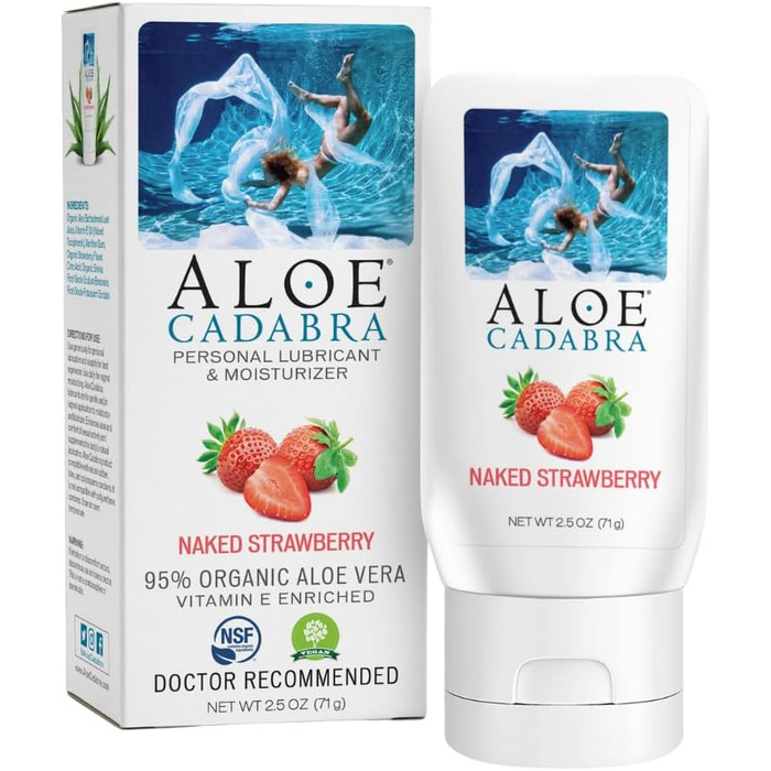Персональний лубрикант зі смаком алое кадабри, органічний ласий, для анального сексу, орального сексу, для жінок, чоловіків та пар, гола полуниця, 2,5 унції