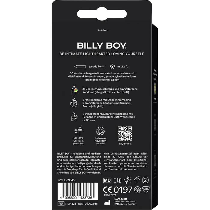 Презервативи BILLY BOY “Кольорова різноманітність”, 20 шт