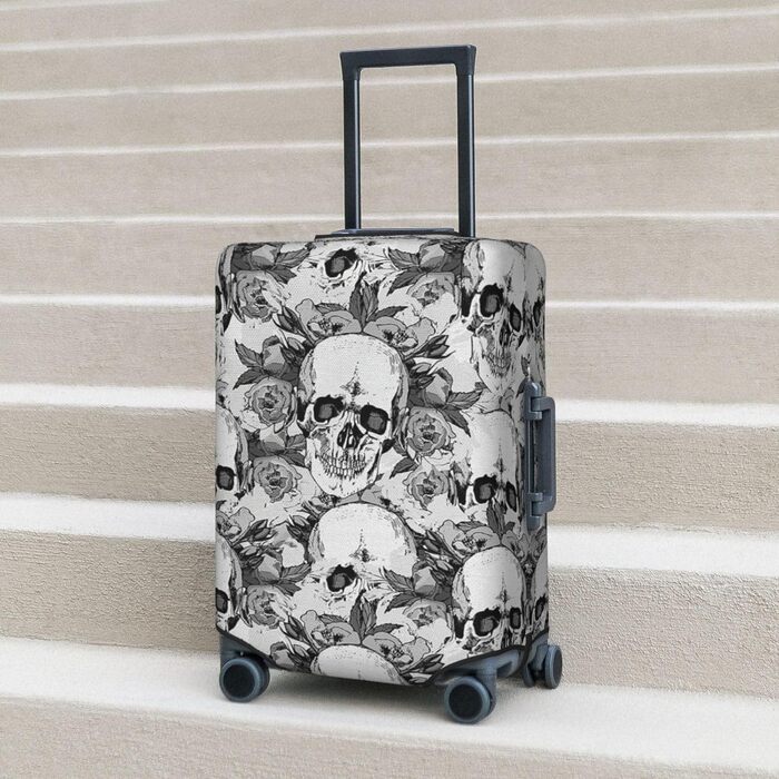 Чохол для валізи BAFAFA з принтом черепа та скелета, захист від подряпин та пилу, еластичний, чорний, розмір 95