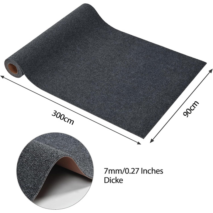 Килимок для коридору bimiti, нековзний, 300x90 см, брудозбірний килимок, килимок для кухні, що миється, килимок для коридору на метр, килимок для вітальні, спальні, кухні, офісу, коридору, сірий