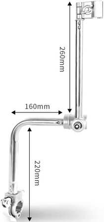 Купити Кронштейн для велосипедної парасольки, Регульований на 360 градусів кронштейн для парасольки, Затискач для парасольки для інвалідних візків, Допоміжний засіб для ходьби, Роллятор, Велосипед, Коляска, Срібло