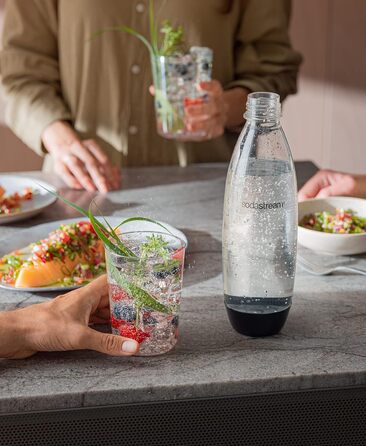 Пляшка газованої води SodaStream, без бісфенолу А, можна мити в посудомийній машині, сумісний спирт, One Touch, Terra, Art, Power&Source Виробники газованої води пластик, чорний 1741221440 1 л