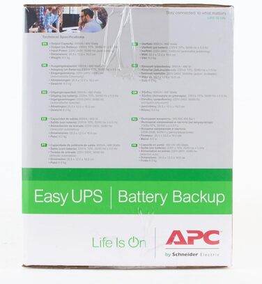 ДБЖ APC Easy UPS - BVX900LI-GR - джерело безперебійного живлення 900 ВА з виходами Schuko, запобіжник акумулятора та захист від перенапруг, резервний акумулятор зі стабілізатором стабілізатора, світлодіодні індикатори (900 ВА / 480 Вт, виходи IEC - IEC - 