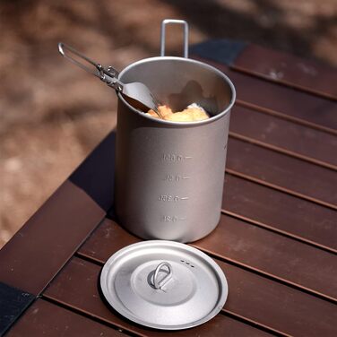 Безмежна подорож Ультралегкий портативний 900 мл відкритий титановий горщик з кришкою Відкидною ручкою Кемпінгова вода Рис Миска д