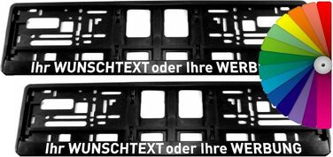Набір (2 шт. и) Тримач номерного знака - З ІНДИВІДУАЛЬНИМ БАЖАНИМ ТЕКСТОМ - ПОВНА ОБЛЯМІВКА - Напис рекламний слоган персоналізований текст