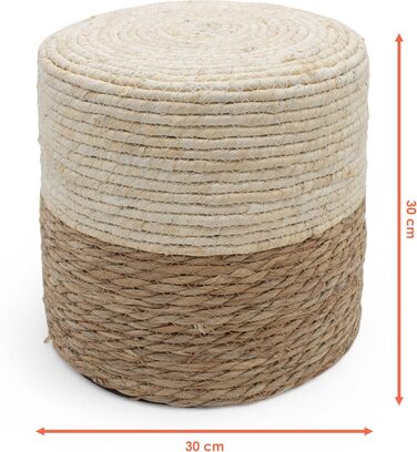 Підставка для ніг Spetebo Seagrass Vintage Natural - 30 см - Пуф у стилі бохо з натурального волокна - Підставка для ніг з джуту/Пуф як табурет/Підставка для ніг/Сходинка/Подушка для сидіння/Подушка для ніг/Сидіння