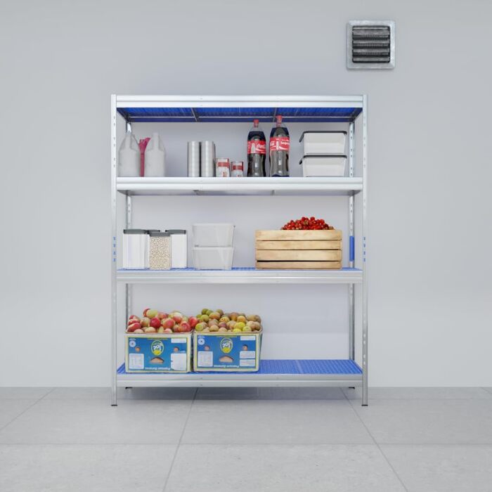 Харчова полиця з 4 пластиковими полицями, висота 180 см (180x148x50)