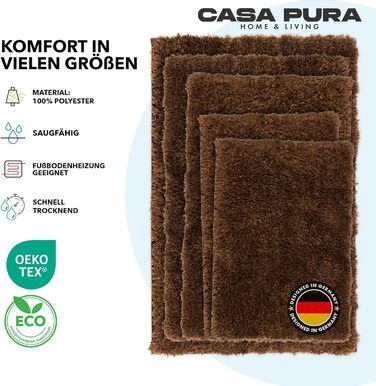 Килимок для ванної casa pura коричневий м'який, пухнастий килимок для ванної кімнати в кошлатому вигляді, килимок для ванни нековз