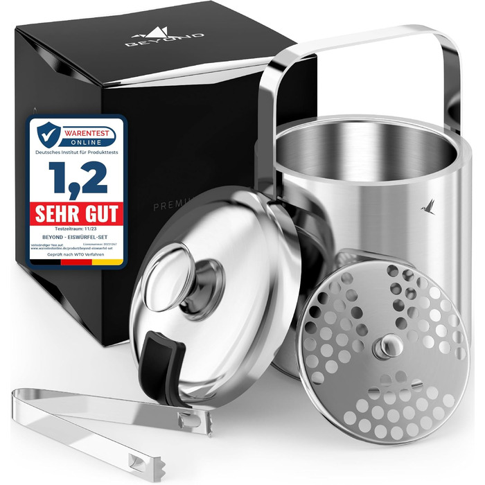 Форма для кубиків льоду Beyond з кришкою та щипцями 100 без бісфенолу А з нержавіючої сталі - охолоджувач для кубиків льоду, з под