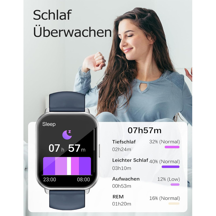 Розумний годинник RUIMEN з функцією телефону, розумний годинник для жінок та чоловіків, фітнес-годинник із HD-сенсорним екраном та моніторингом SpO2, монітором серцевого ритму, монітором сну, крокоміром, режимами кількох тренувань для Android та iOS, сріб