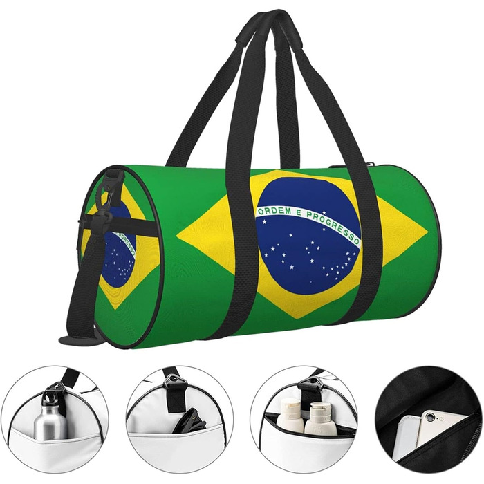 Спортивна сумка з бразильським прапором для фітнесу та подорожей, велика дорожня сумка, вихідного дня для чоловіків та жінок