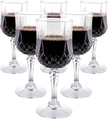 Набір келихів для вина alpina пластикові 6 шт. - Пластикові келихи для вина 200 мл - Келих для вина з кришталевим ефектом - Багато