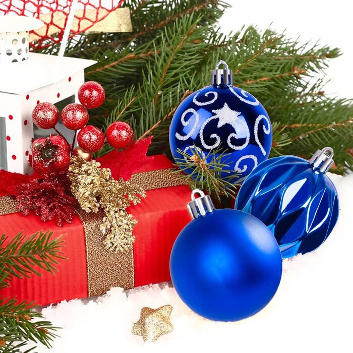 Набір ялинкових прикрас 100 предметів сині Ywlake