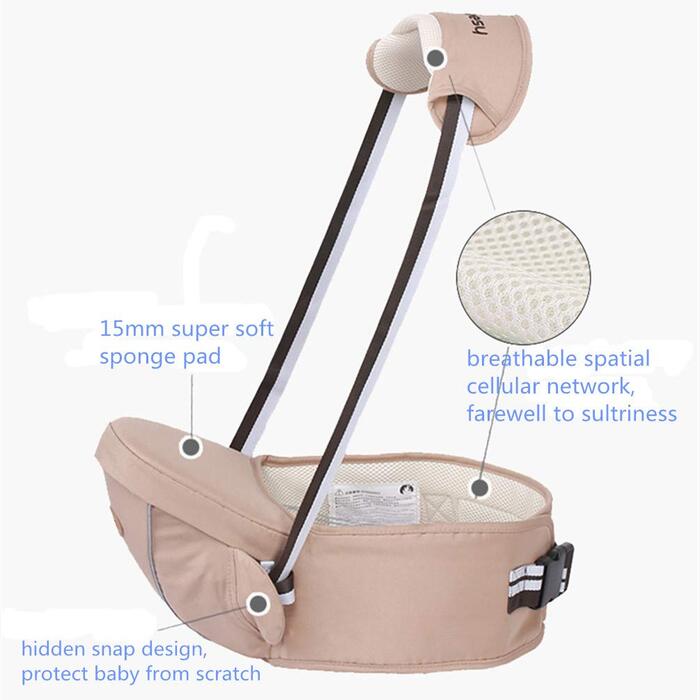 Ергономічна люлька-переноска з плечовим ременем, кріслом на талії для перенесення малюків, мала вага та економія праці