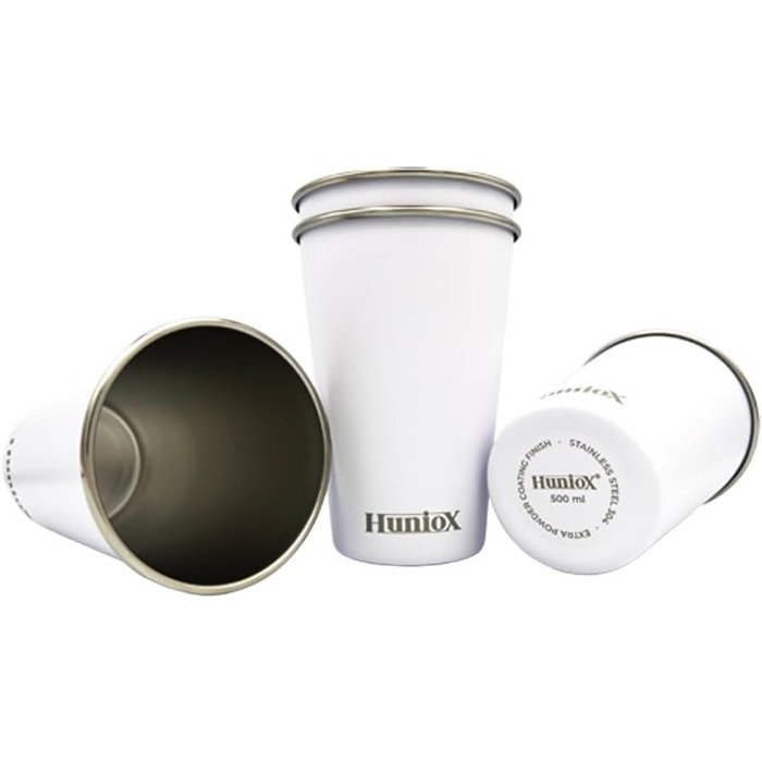 Кемпінгові стаканчики по 500 мл - Чашки з нержавіючої сталі - Термостатичні кемпінгові стаканчики - Стаканчики по 500 мл - Стаканчики для пиття з нержавіючої сталі - Металеві стаканчики (АРТИЧНО-БІЛИЙ, 500 МЛ) 500 мл Арктично-білий, 4