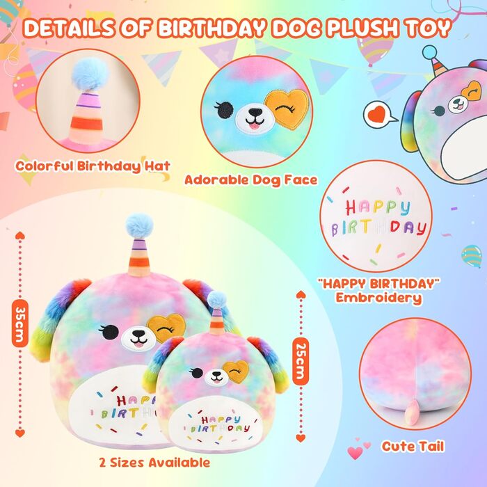 З днем народження м&39яка іграшка 10&39 райдужний песик м&39які іграшки мила плюшева подушка єдиноріг собака плюшева іграшка для дітей дівчинка хлопчик 25 см райдужний песик 25 см