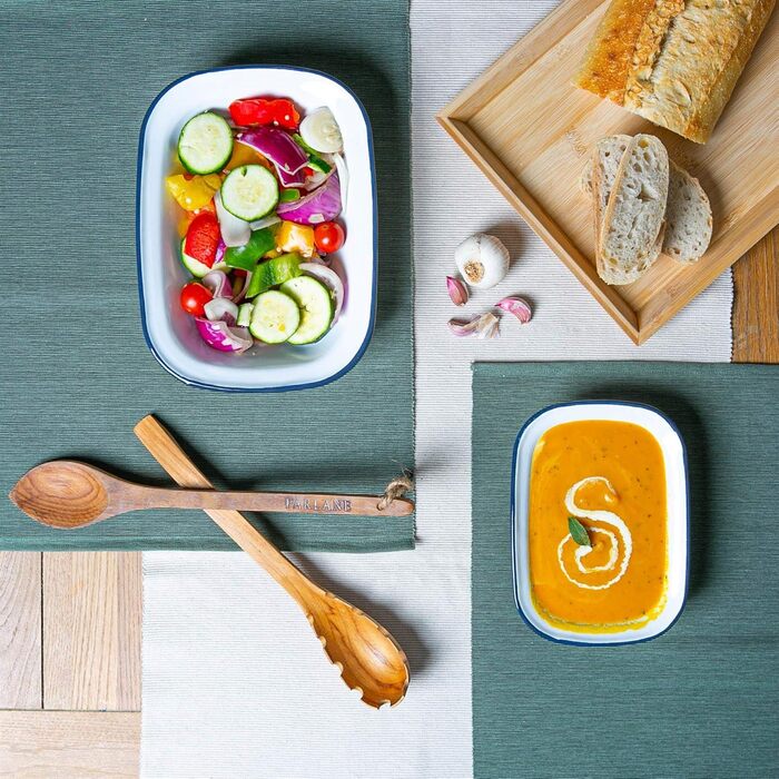 Тарілки для тортів та інших страв Argon Tableware з білої емалі - 20 см - темно-сині - упаковка з 2 шт.