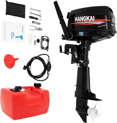 Чотиритактний підвісний мотор потужністю 6,5 к.с., потужний човновий двигун об&39ємом 123 куб.см з водяним охолодженням та системою запалювання CDI, рульове керування, безступінчаста трансмісія (CVT), 5000-6000 об/хв