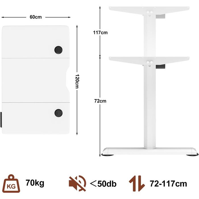 Стіл електричний з регулюванням висоти 12060 см з кріпленням для монітора, Стіл електричний з регулюванням висоти з пам'яттю на 2