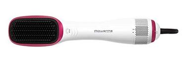 Стайлер для волосся 2-в-1 Rowenta CF6220 Wonder Air Brush фен-щітка та вирівнювач, 900 Вт, іонізація, з чохлом для зберігання, білий/рожевий