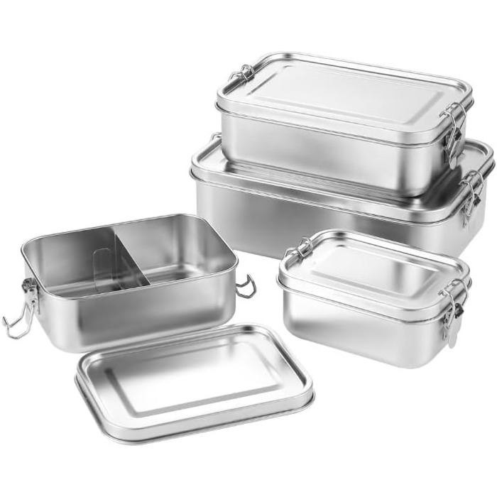 Ланчбокс 850 мл з нержавіючої сталі, герметичний ідеальний для школи, офісу та подорожей (можна мити в посудомийній машині). Екологічна металева коробка для сніданку (без перегородок)