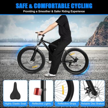 Дюймовий гірський велосипед для юнацтва - 21-швидкісний MTB велосипед, регульована висота для дорослих (хлопців, дівчат, жінок, чоловіків) від 160 см зростом, 26-