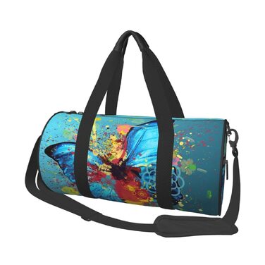 Дорожня сумка-циліндр з метеликами, спортивна сумка для чоловіків та жінок, сумка для подорожей, спортивний баул