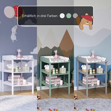 Дерев&39яний пеленальний столик Bellabino Bani білого кольору вузький пеленальний столик з 2 відкритими полицями зручний для спини пеленальний столик висотою 86 см велика пеленальна поверхня 70 x 53 см