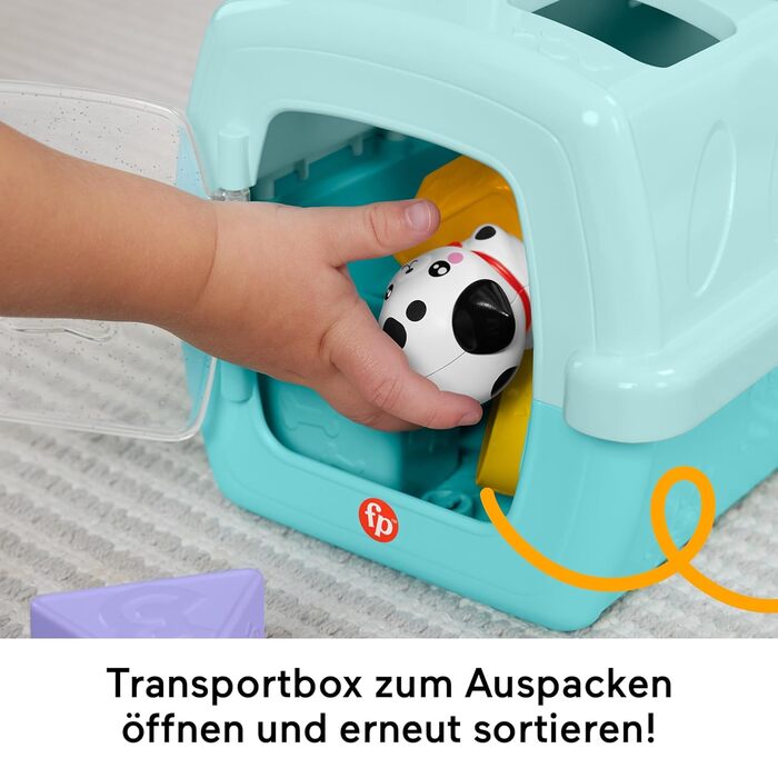 Іграшка-сортер Fisher-Price Тварини в дорогу FP Pets сортер та переносний будиночок для тварин з розвиваючими активностями для малюків від 6 місяців, HTW93