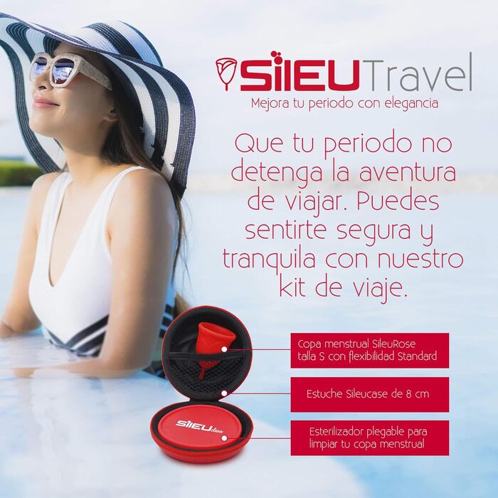 Пакет Sileu Travel Menstrument Cup Rose, стартова модель, розмір XS, червона, стандартна гнучкість червоний чохол-квітка складаний стерилізатор, червона Talla XS Standard