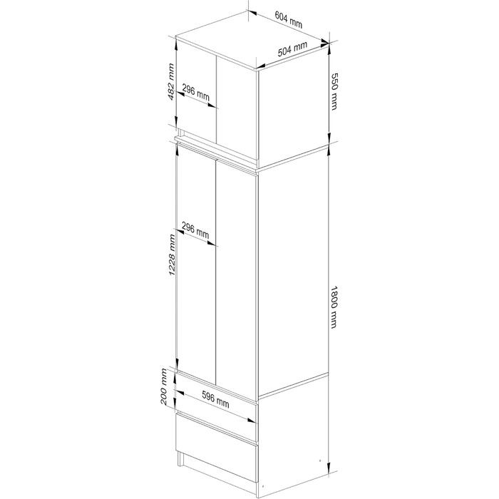 Шафа AKORD S60 з висувною 60 см з 2 дверима та 2 шухлядами Висувна шафа Просторий внутрішній простір Ш60 x В234 x Г51 см Вага 78,05 кг Дуб Сонома/Білий