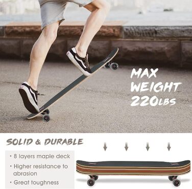 Лонгборд 118 см Pro Cruiser Trick 8-шаровий клен Black довгий круїзер для трюків 46" повний компліт для початківців дорослих підлітків дівчаток хлопчиків ландшафтний фрірайд оригінал 2025