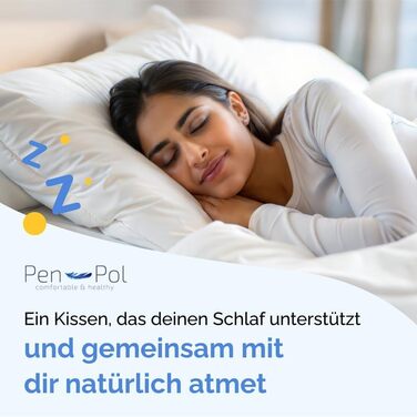 Пухова подушка pen pol 80x80 см 1200 г Наповнювач 70 пух 30 пір&39я Подушка для сну Натуральний наповнювач Чохол для подушки для ліжка 100 бавовна Дихаюча та зберігає розміри Зроблено в ЄС Екрю 80 x 80 см