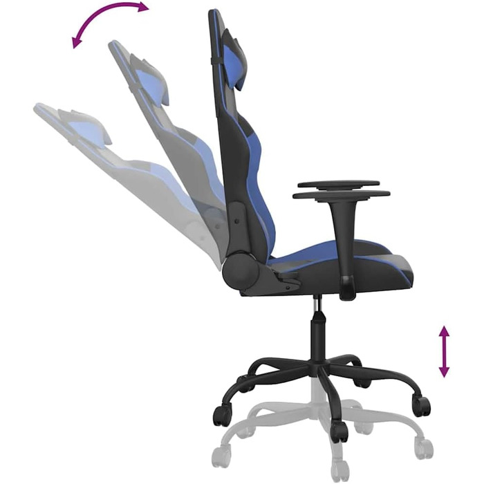 Ігрове крісло INLIFE чорно-синє зі штучної шкіри, Меблі, Крісла, Ігрові крісла, Сині, 16,1 кг, 3143641