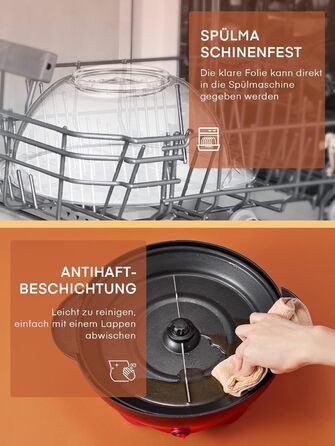 Машина для приготування попкорну - 5.5 л великої ємності - HOUSNAT 800 Вт домашня машина для приготування попкорну з антипригарним покриттям і знімною нагрівальною поверхнею - безшумна та швидка - машина