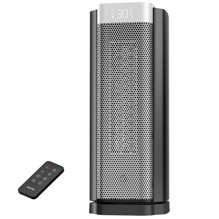 Тепловентилятор AEOCKY 3-го покоління з термостатом зі штучним інтелектом, електричний PTC-обігрівач потужністю 1800 Вт для використання в приміщенні з дистанційним керуванням, коливання 70, безшумний, безпечно портативний для офісу, спальні, вітальні