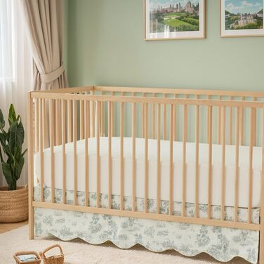 Спідниця для ліжечка Brandream з гребінцем, бавовняна, французький кантрі, туалет для малюків, спідниця для ліжечка для немовлят, бохо, богемний, нейтральний, вінтажний, зелений, туалетний, квітковий, фермерський, шик, бохо, богемна, зелена, туалетна