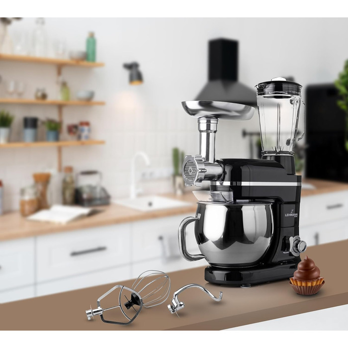 Універсальний кухонний комбайн Lehmann 3 в 1 комплект Планетарна мішалка Багатофункціональний кухонний комбайн з м'ясорубкою включаючи соковижималку 1,5 л і чашу з нержавіючої сталі 5 л