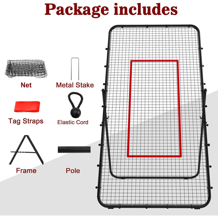 Волейбольна сітка LIANTRAL 2,2 × 1,2 м – тренувальне обладнання з зоною відбивання для лакросу, бейсболу та вправ, регульована для заднього двору, приміщення чи вулиці, чорна
