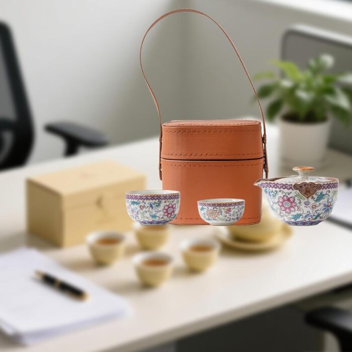 Мільагето Китайський дорожній чайний набір з чайними пакетиками, аксесуари для заварювання чаю, набір для чаювання, чайник Гунфу для подорожей, офісу, дому.