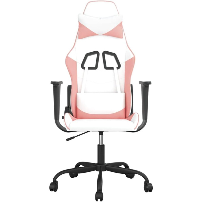 Геймерське крісло, біла та рожева штучна шкіра, матеріал метал