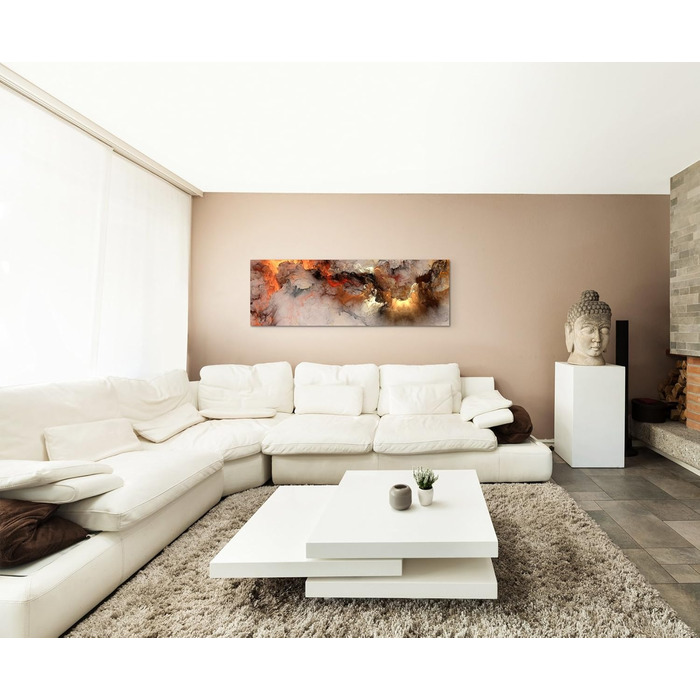 Панорамний живопис 150x50cm Абстрактний фреска вогонь і туман на полотні хмари з проривом світла Ексклюзивна фреска