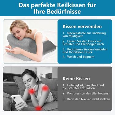 Подушка для підняття ніг Kottwca, клиноподібна подушка з піни з ефектом пам&39яті, ергономічна подушка для ніг, ортопедична клиноподібна подушка для ліжок, диванів, сидіння, сну, читання та відпочинку