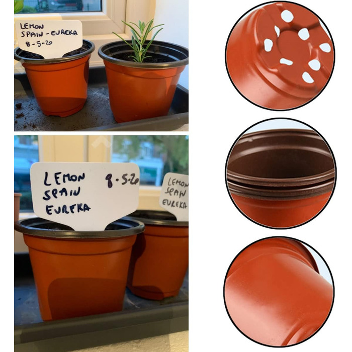 Пластикові горщики для рослин Abimar 10 см, 50 шт. , квіткові горщики для рослин, круглі горщики для вирощування з етикетками для