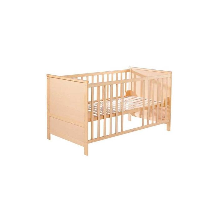 Дитяче ліжко roba комбіноване, 70x140 см, з натурального дерева, регулювання висоти у 3 напрямках, трансформується з дитячого ліжка на дитяче ліжко зі знімними рейками