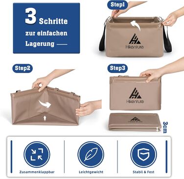 Складана чаша для кемпінгу 15 л/20 л, складне відро для кемпінгу, міцне брезентове відро, чаша для миття, ванна для миття посуду, рибальське відро для полоскання та охолодження (15 л, хакі) - D1 Square-хакі 15 л