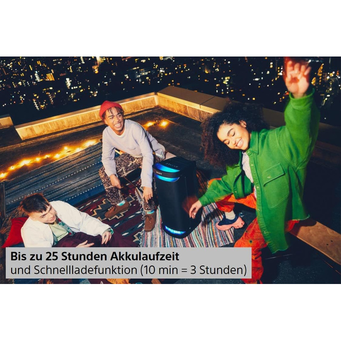 Потужна Bluetooth колонка для вечірок з всеспрямованим звуком, підсвічуванням і акумулятором на 25 годин (IPX4, MEGA BASS, функція