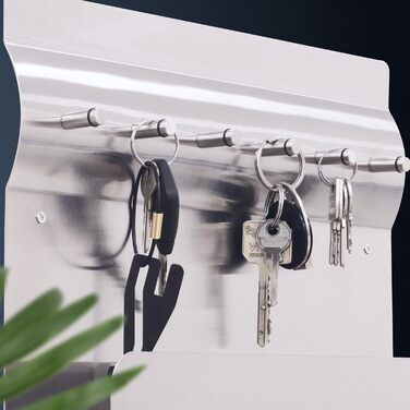 Дошка для ключів RICOO з полицею, MB6001, зберігання ключів, дошка для ключів, магнітна дошка, нержавіюча сталь, 30x7x20, дошка ог