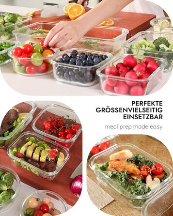 Скляні контейнери для зберігання продуктів, набір з 2 шт. , 630 мл скляні контейнери для зберігання зі скляними кришками, герметичні та герметичні, контейнери для зберігання продуктів, скляні контейнери для приготування їжі, безпечні для мікрохвильової пе